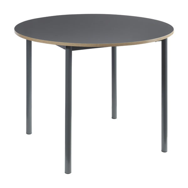 Grupo de comedor Lindesberg 5 piezas redondo Gris/ Marrón claro [en.casa]