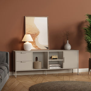 Mueble de TV Kliri 2 cajones 150x35x58cm - Color camel [en.casa]
