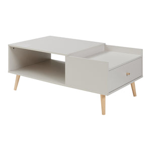 Mesa de centro Hallevil con cajón 106x59x44 cm Gris claro [en.casa]