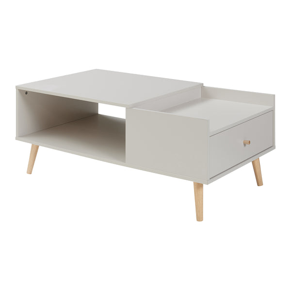 Mesa de centro Hallevil con cajón 106x59x44 cm Gris claro [en.casa]