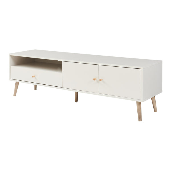 Mueble de televisión Hallevil 150x39x45 cm Blanco [en.casa]
