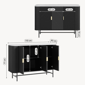 Aparador Olvehok com 3 portas 110x40x77cm - Negro [en.casa]