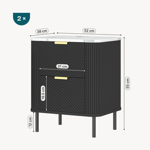 Conjunto de 2 mesas de noche Olvehok con 2 cajones 55x52x38cm - Negro [en.casa]