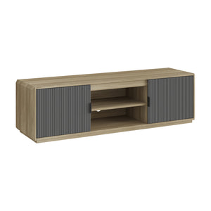Mueble de TV Trömi 2 puertas 150x40x43cm - Roble/Gris [en.casa]