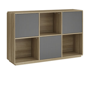 Aparador Trömi 75x120x30 cm efecto roble/gris [en.casa]