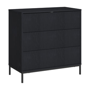 Cajonera Nykapin con 3 cajones MDF 80x80x40cm - Negro [en.casa]