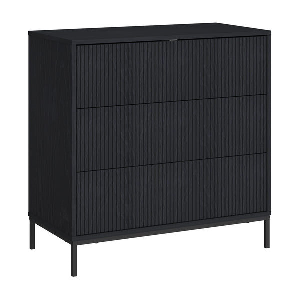 Cajonera Nykapin con 3 cajones MDF 80x80x40cm - Negro [en.casa]
