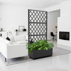 Tabique Malja con macetero de acero 190x82x38 cm Negro [casa.pro]