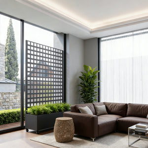 Tabique Toma con macetero de acero 190x82x38 cm Negro [casa.pro]