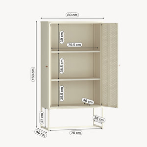 Armario multiusos Viitasaari con 2 puertas acero 150x80x40cm - Blanco crema [en.casa]
