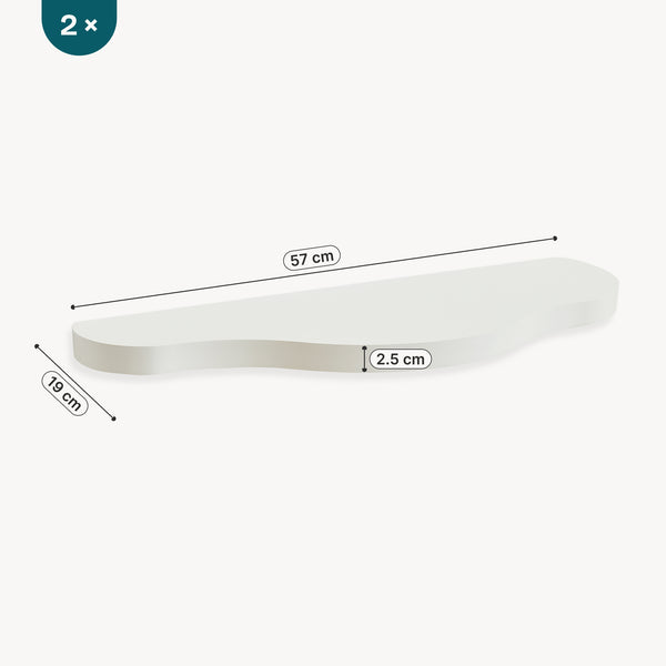 juego de 2 estantes flotantes Sirlstalo 57x19x2,5cm - Blanco [en.casa]
