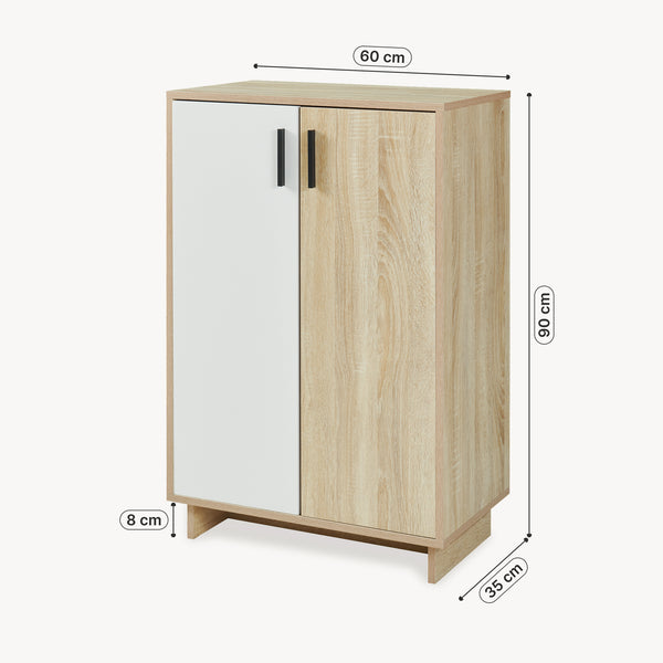 Armario auxiliar Kenta 90x60x35 cm aspecto roble Sonoma/blanco [en.casa]