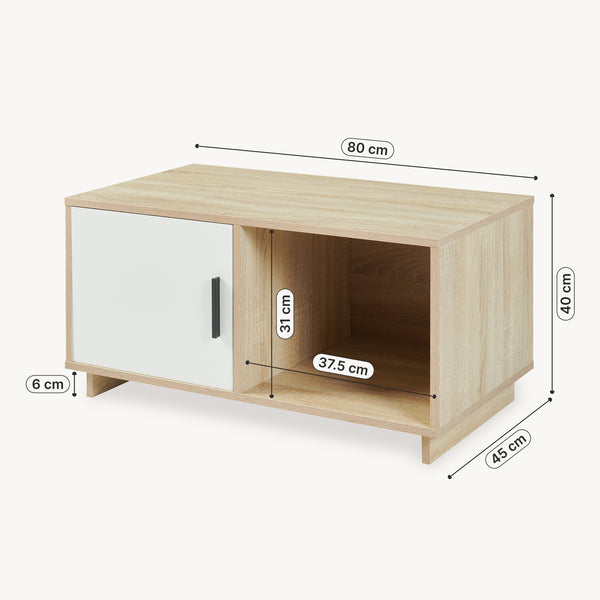 Mesa de centro Kenta 80x45x40 cm aspecto roble Sonoma/blanco [en.casa]