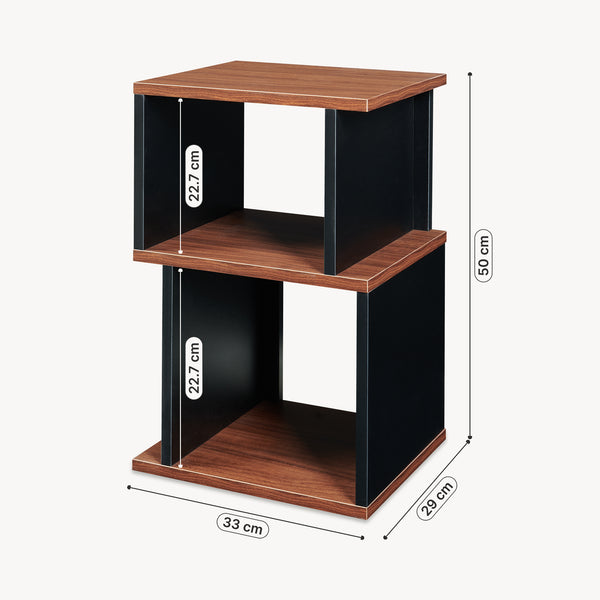 Mesa auxiliar Trond 50x33x29 cm Negro/Aspecto nogal [en.casa]