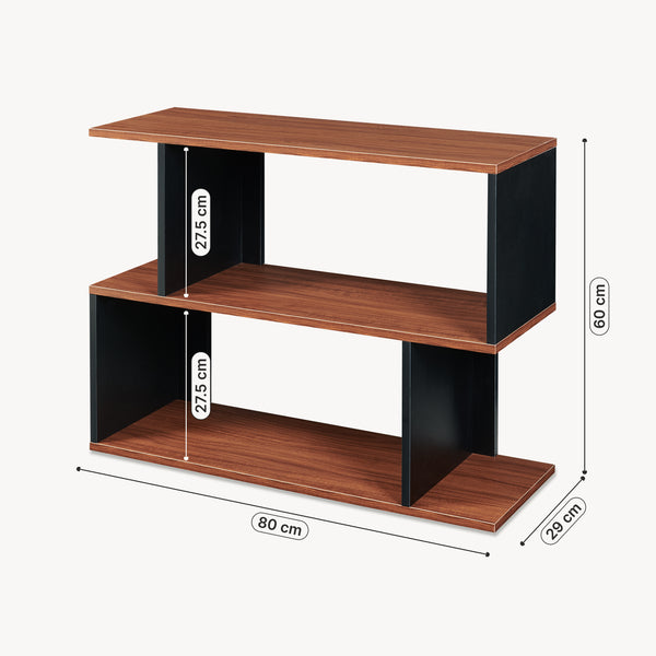 Mesa auxiliar Trond 80x29x60 cm Negro/Aspecto nogal [en.casa]