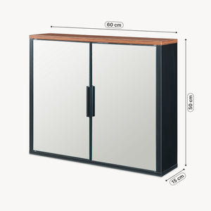 Armario con espejo Trond 50x60x15 cm Negro/Aspecto nogal [en.casa]