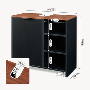 Mueble bajo lavabo Trond 60x66x30 cm Negro/Aspecto nogal [en.casa]