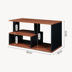 Mesa de centro Trond 80x40x42 cm Negro/Nogal [en.casa]