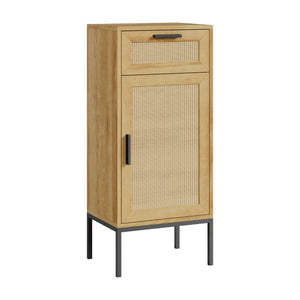 Badezimmerschrank Marhasa 92x40x30 cm Eicheoptik/Schwarz [en.casa]