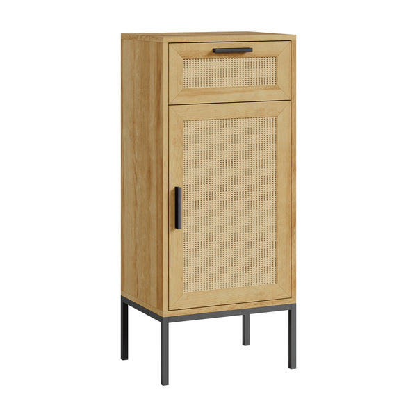 Badezimmerschrank Marhasa 92x40x30 cm Eicheoptik/Schwarz [en.casa]
