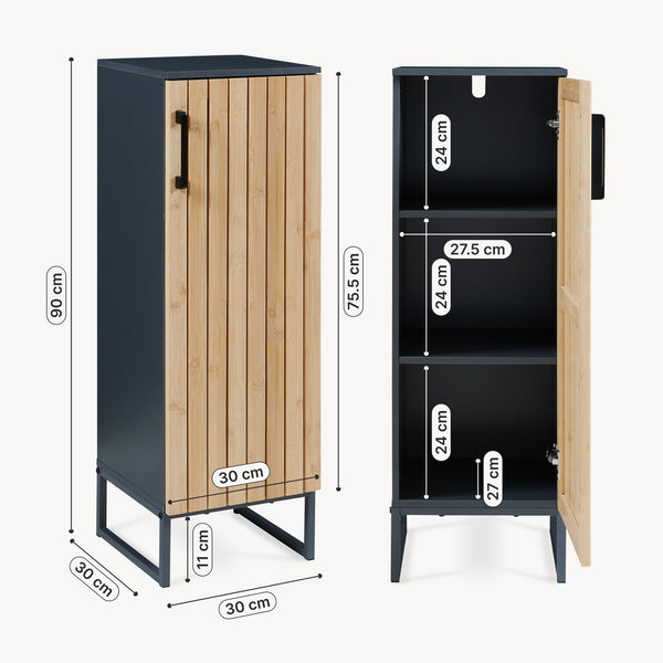 Armario de baño Svanes 90x30x30 cm Gris oscuro/Natural [en.casa]