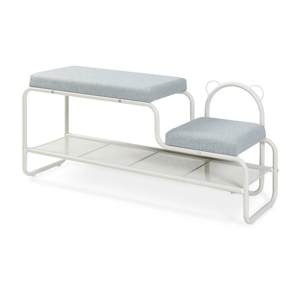 Banco zapatero Jässaatka metal/textil 100x32x46cm - Gris [en.casa]