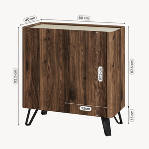 Cómoda Trorlon 83x80x40 cm aspecto nogal/travertino [en.casa]