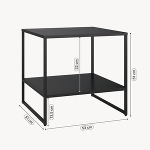 Mesa auxiliar Salsnes 53x51x51 cm con estante Acero Negro [en.casa]