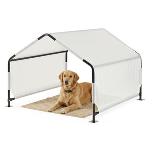 Tienda de campaña para perros Valevali acero plástico 122x122x90cm - Negro/Blanco [en.casa]