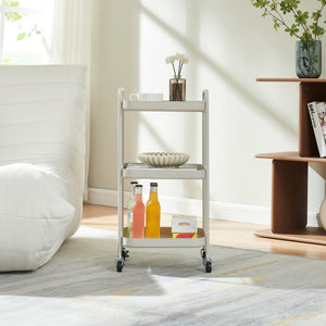 Carro de servicio Kelevn 3 niveles acero 67x33x31cm - Gris [en.casa]