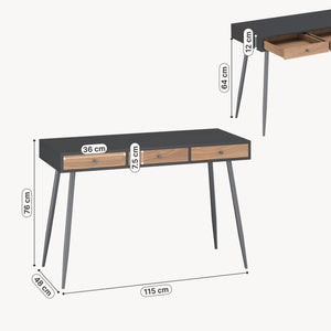 Escritorio Tumba 115x48x76 cm Negro/Aspecto nogal [en.casa]