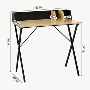 Escritorio Kappespoo 84x80x50 cm Negro/Aspecto roble [en.casa]