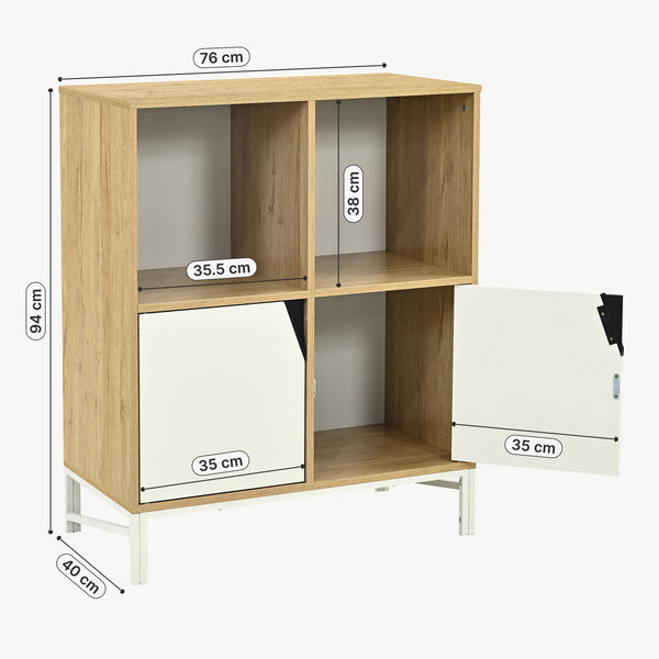 Cómoda Kerrköndam 94x76x40 cm aspecto roble/blanco [en.casa]