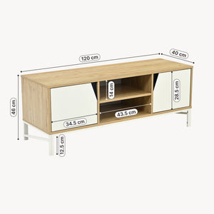 Mueble de televisión Kerrköndam 120x40x46 cm aspecto roble/blanco [en.casa]