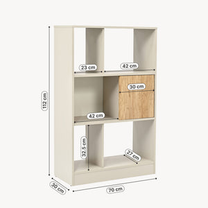 Estantería Karena 112x70x30 cm Crema blanca/Aspecto roble [en.casa]