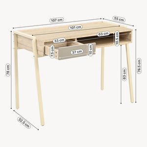 Escritorio Boderas 107x55x78 cm Beige/Travertino [en.casa]