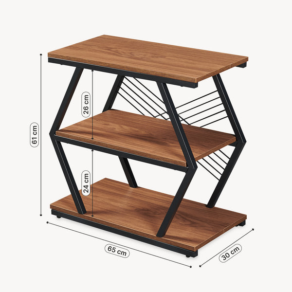 Mesa auxiliar Nolarg 65x30x61 cm Negro/Aspecto nogal [en.casa]