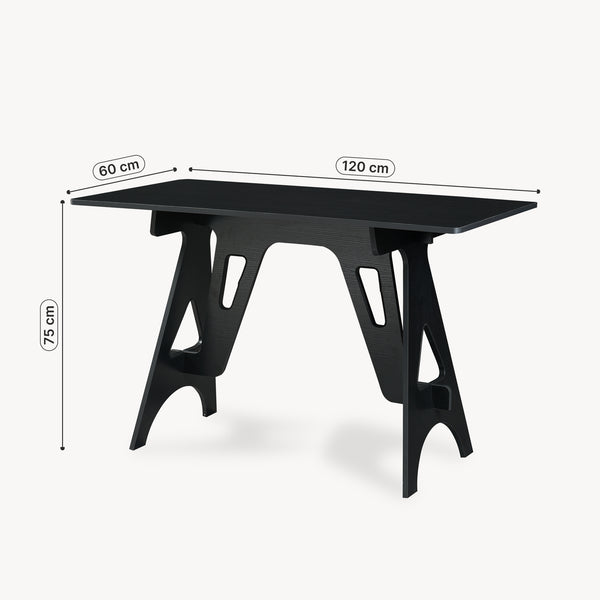 Escritorio Bostenenna 120x60x75 cm Negro con vetas de madera [en.casa]