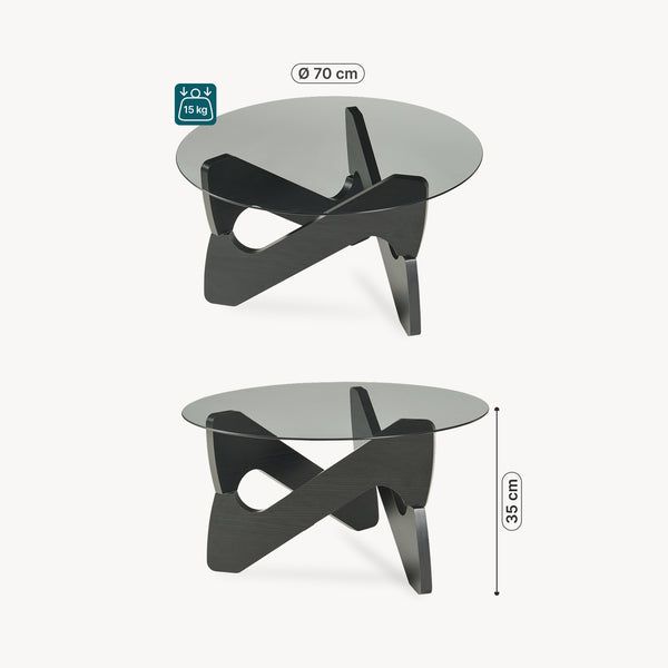 Mesa de centro Reypio Ø70x35 cm Negro/Gris [en.casa]