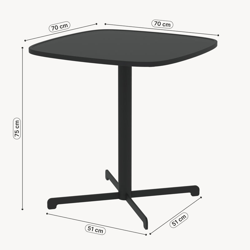 Esquema acotado Mesa bistró de exterior Foggia acero 75x70x70cm Gris antracita [casa.pro]