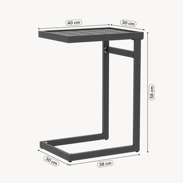 Mesa auxiliar de exterior Gaby acero 58x40x30 cm gris antracita [casa.pro]