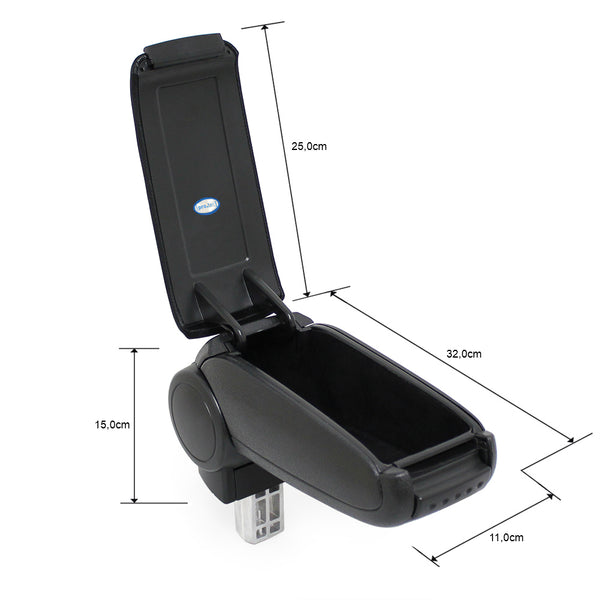 Reposabrazos central Peugeot 206 CC con compartimento de almacenamiento Textil Negro pro.tec