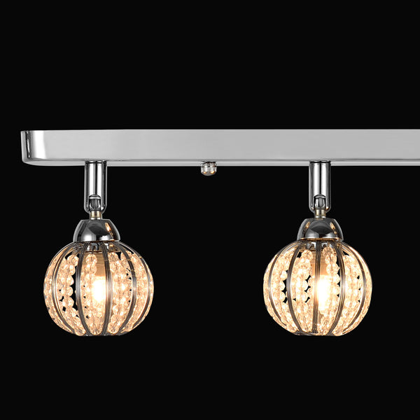Lámpara de techo 4 bolas de cristal 49cm Lámpara de techo moderna Lámpara de efecto [Lux.Pro]