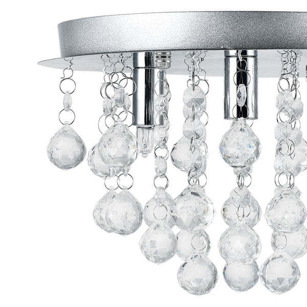 Lámpara de techo Trio 3x G9 con cristales artificiales Ø28x20 cm color cromo/plata