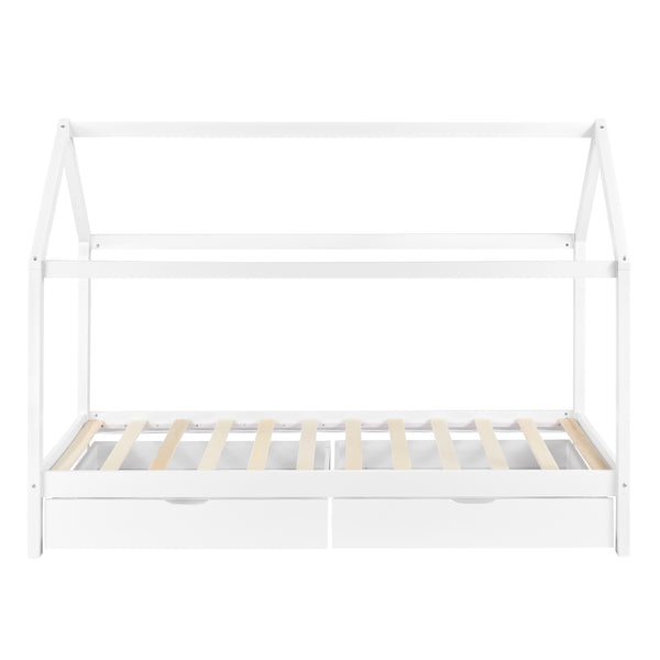 Cama infantil Lund 90x200 cm con cajones Madera de pino Blanco en.casa