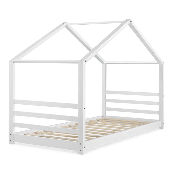 Cama casita Vardø 90x200cm Blanco con colchón [en.casa]