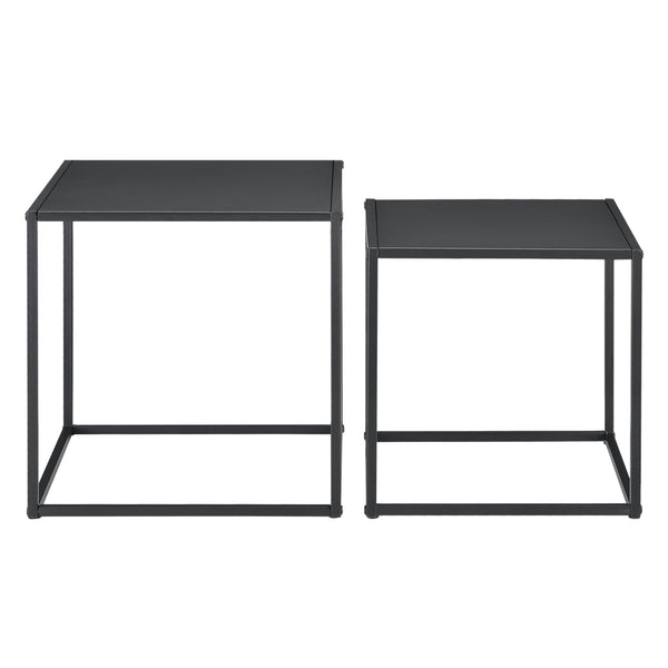 Mesa auxiliar Morsum juego de 2 diseño industrial negro [en.casa]