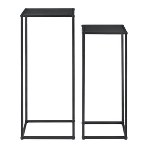 Mesa auxiliar Barbaricina juego de 2 forma de columna negro [en.casa]