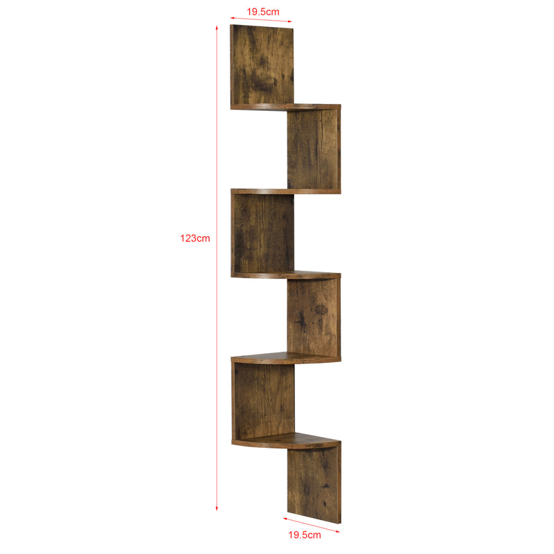 Esquema acotado Estantería de pared Lysaker Zigzag nogal [en.casa]