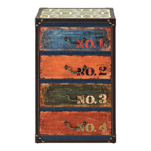 Cómoda Geeste 66x40x30 cm con 4 cajones Cuero sintético Multicolor en.casa